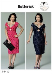 6413 BUTTERICK EASY FIT MIDRIFF DEEP V STRAPPY DRESS PATTERN 14-22 NEW
